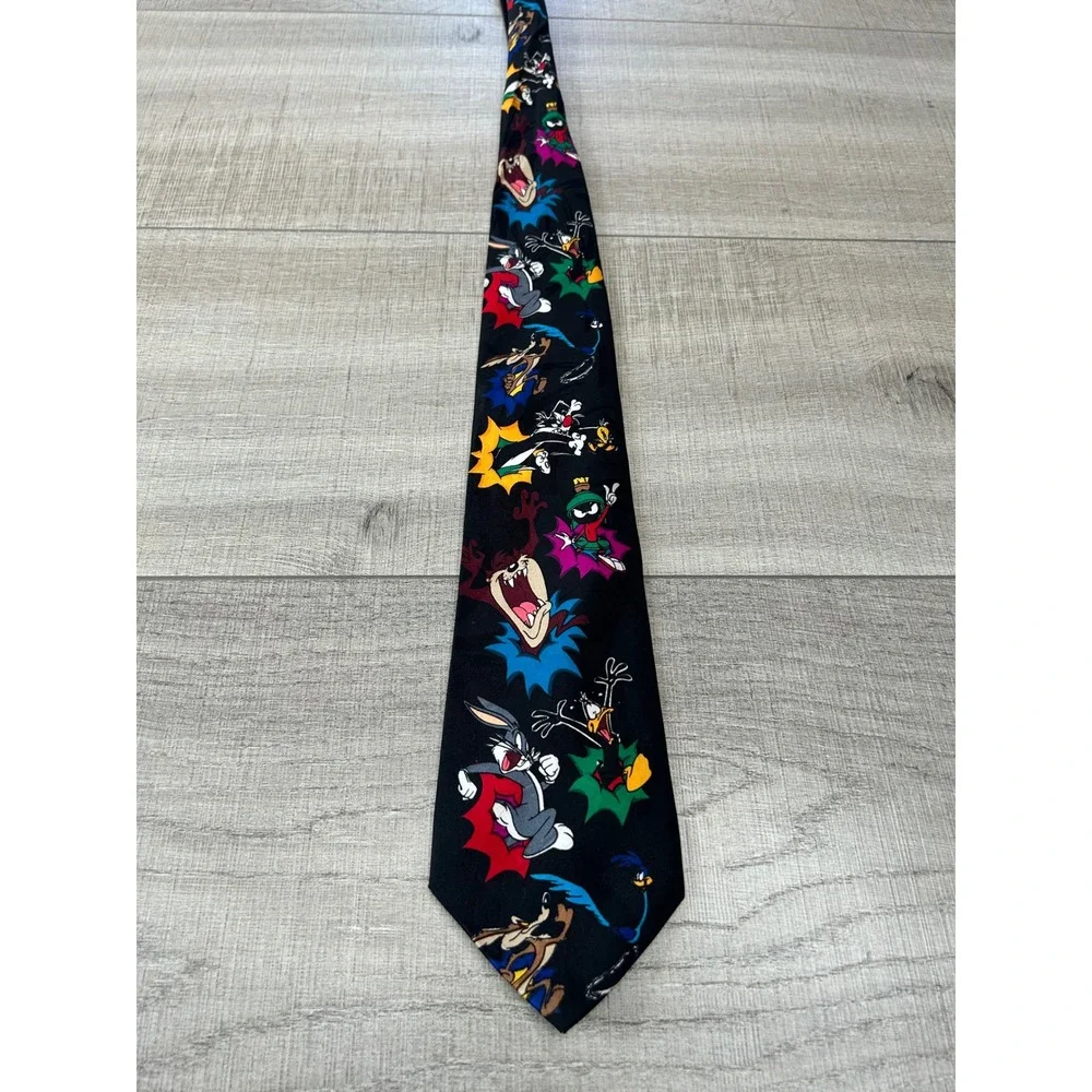 Vintage 90s Looney Tunes Character Print Novelty Tie Bugs Bunny Taz‎